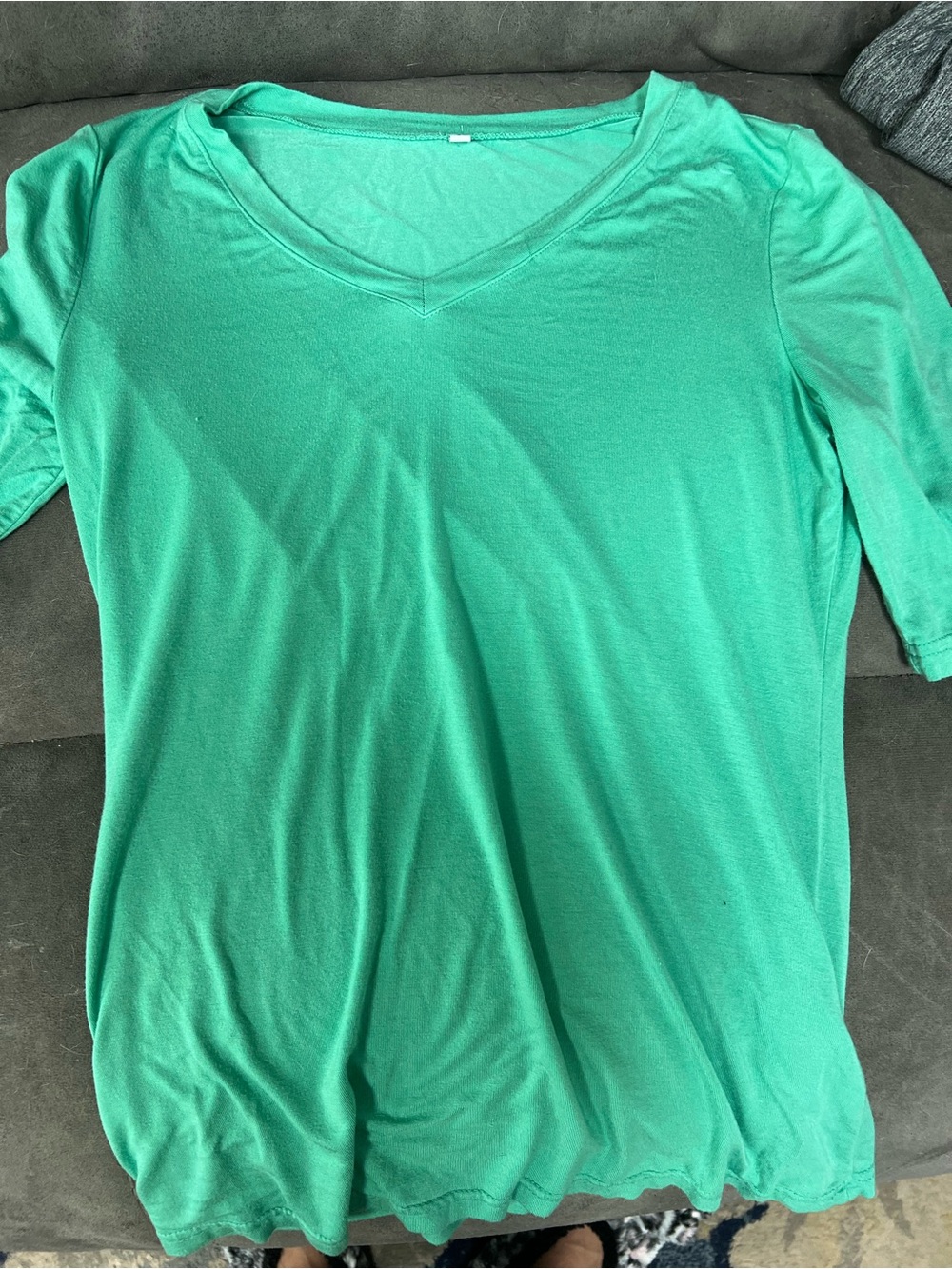 Women's V-Neck Short Sleeve Top - Green